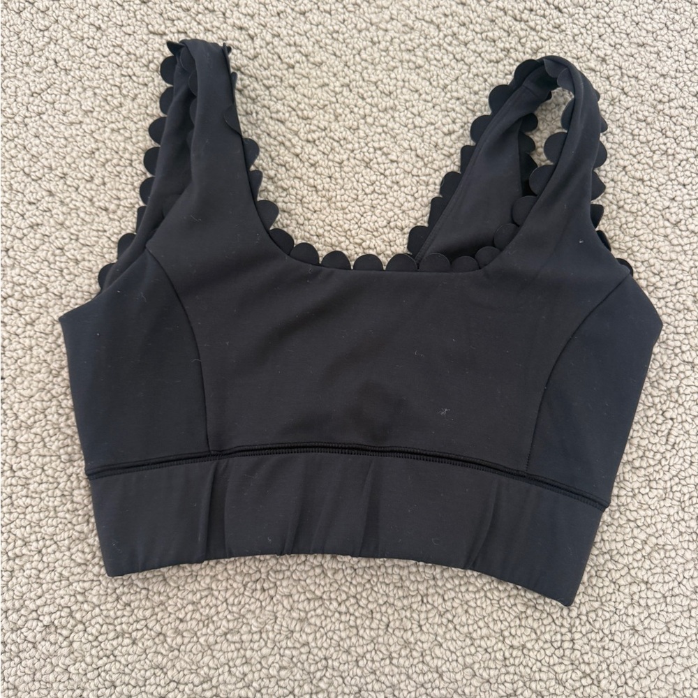Black Scalloped Edge Sports Bra